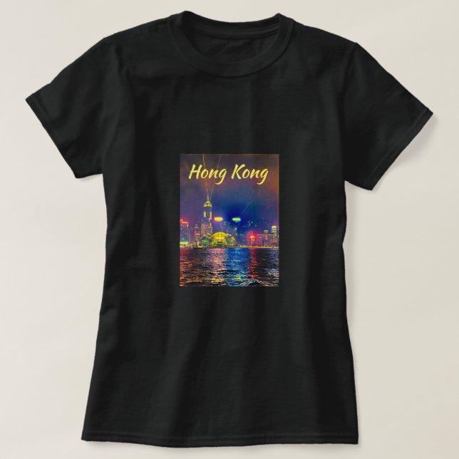 Ljus i Hong Kong Harbour T Shirt (Design framsida)