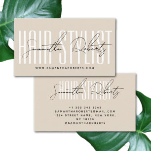 Ljus i modern typografi av hårstylist visitkort