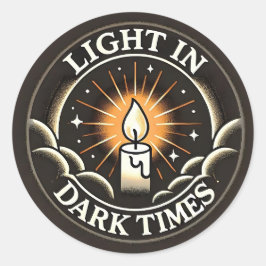 Ljus i Mörk Times - Rund fästpunkt Runt Klistermärke