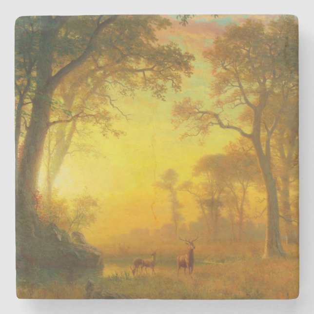 Ljus i skogen (av Albert Bierstadt) Stenunderlägg (Framsidan)