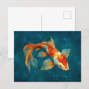 Ljus illustration av Koi-fisk Vykort