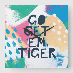 Ljus inspiration II går får dem tigern Fyrkantig Klocka