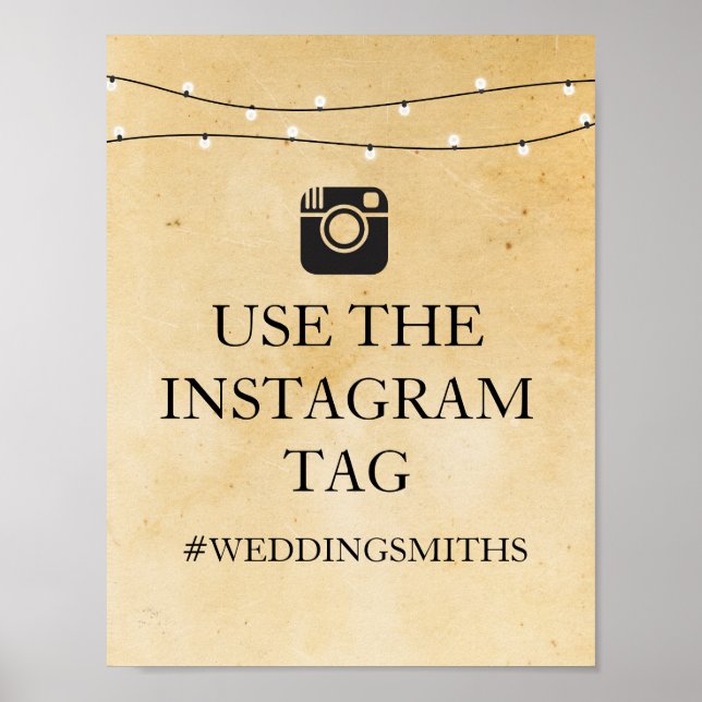 Ljus Instagram skylt rustik weddingmottagning (Framsidan)