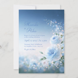 Ljus isblå blomsterdoft bröllop inbjudningar