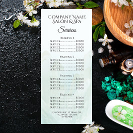 Ljus isblå kristaller Spa-salongens tjänstmeny Reklamkort