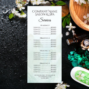 Ljus isblå kristaller Spa-salongens tjänstmeny Reklamkort