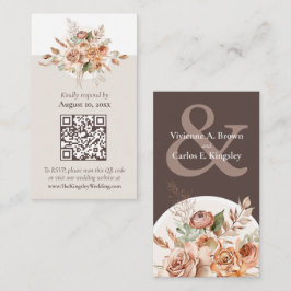 Ljus jordton Blommig Boho Bröllop RSVP QR-kort Visitkort