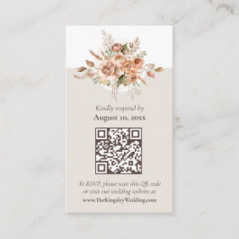 Ljus jordton Blommig Boho Bröllop RSVP QR-kort Visitkort