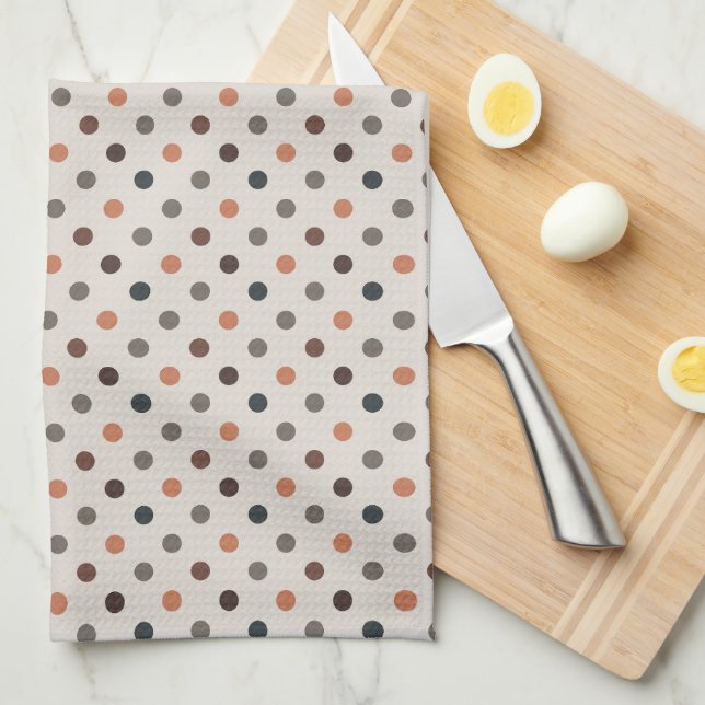 Ljus jordton skogsmark Polkagris design Kökshandduk (Vikt i Fjärdedel)