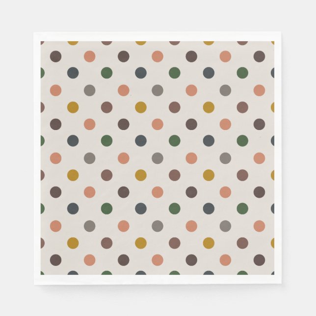 Ljus jordton Skogsmarker Polka prickar Design Pappersservett (Framsidan)
