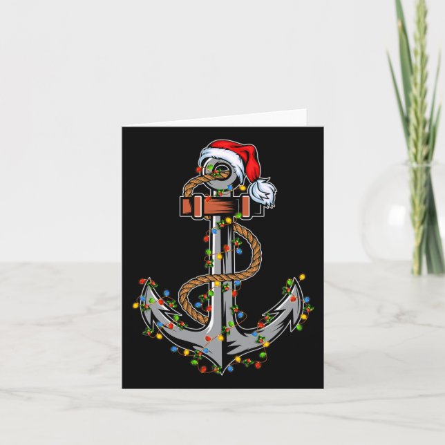 Ljus Julafton Santa Boating Sailing Anchor jul Kort (Framsida)