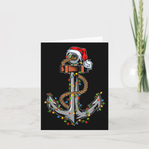 Ljus Julafton Santa Boating Sailing Anchor jul Kort