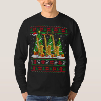 Ljus Julafton Sweater Stil Ugly Santa Saxophone Ch T Shirt