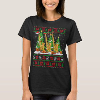 Ljus Julafton Sweater Stil Ugly Santa Saxophone Ch T Shirt