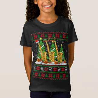 Ljus Julafton Sweater Stil Ugly Santa Saxophone Ch T Shirt