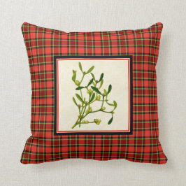 Ljus julpläd med vintagemistletoen kudde