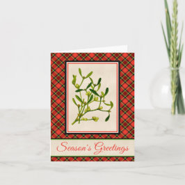 Ljus julpläd och vintageMistletoe Helgkort