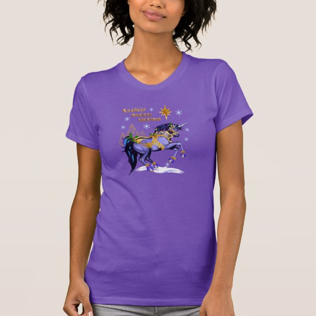 Ljus julUnicorn T Shirt (Framsida)