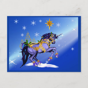 Ljus julUnicornvykort Helg Vykort