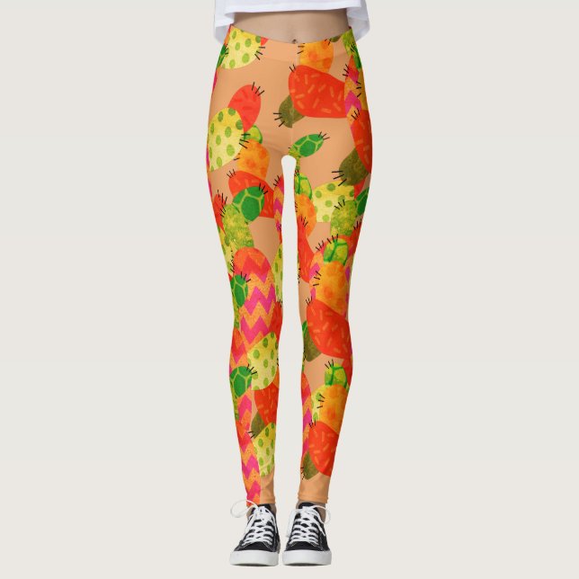 Ljus kaktusdamasker leggings (Framsida)