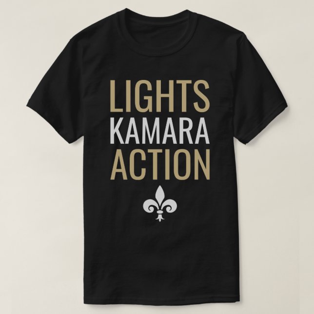Ljus Kamara Action Funny Football New Orleans T Shirt (Design framsida)