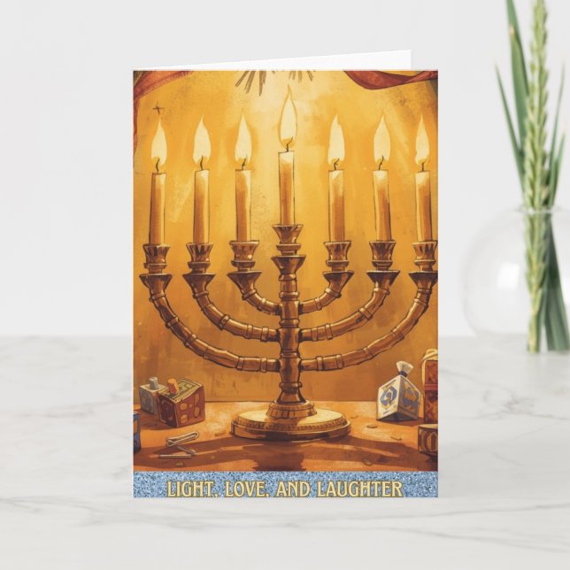 Ljus Kärlek Latter Glad Hanukkah Julkort Helgkort (Framsida)