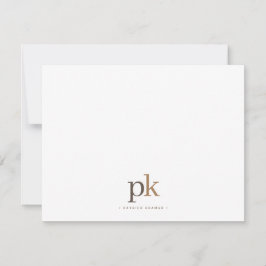 Ljus Khaki Modern Neutral Brun Monogram Anteckningskort
