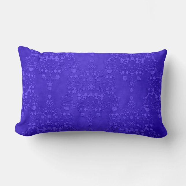 Ljus Koboltblå Fancy Damask-mönster Lumbarkudde (Framsida)