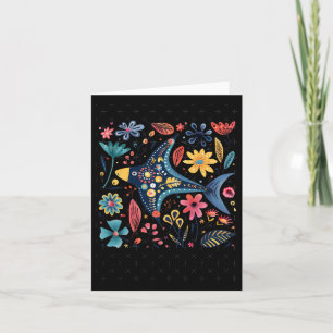 Ljus konstnärlig illustration av fisk med blommor kort