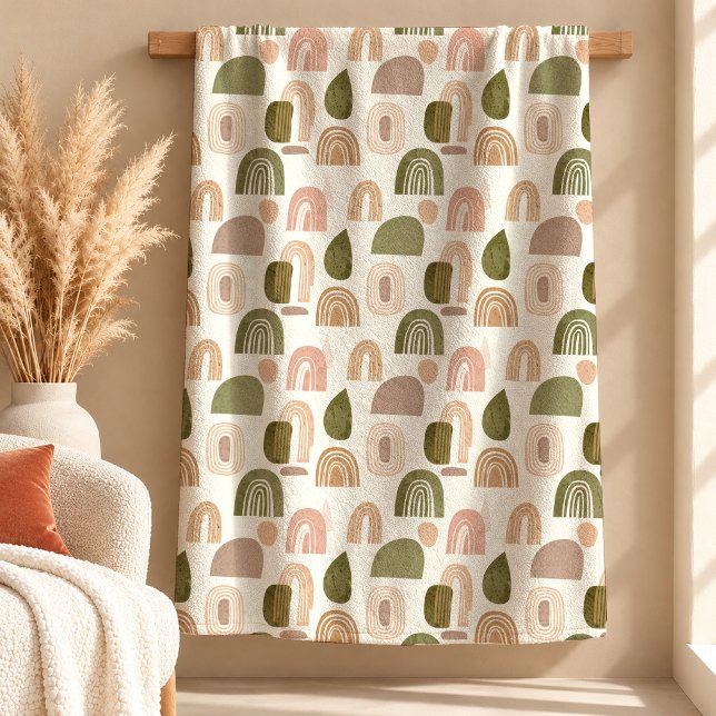 Ljus koppar dammig grön regnbåge filt konst (Delightful Copper Dusty Green Rainbow Blanket Art)
