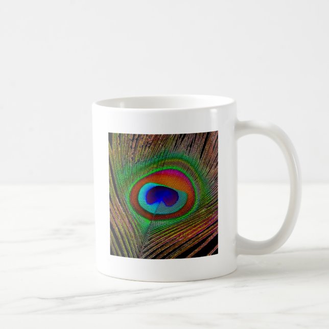 Ljus kopparfärgad påfågelsfjäder kaffemugg (Höger)