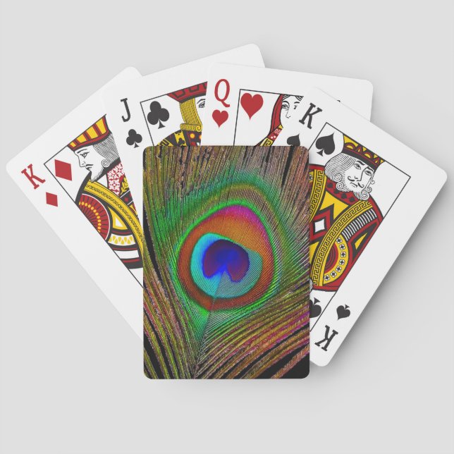 Ljus kopparfärgad påfågelsfjäder spel kort (Baksidan)