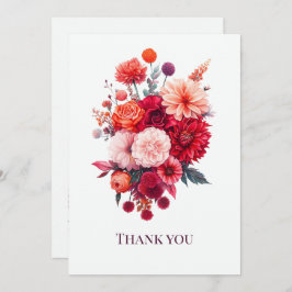 Ljus korall och fuchsia blomsterbukett tack kort