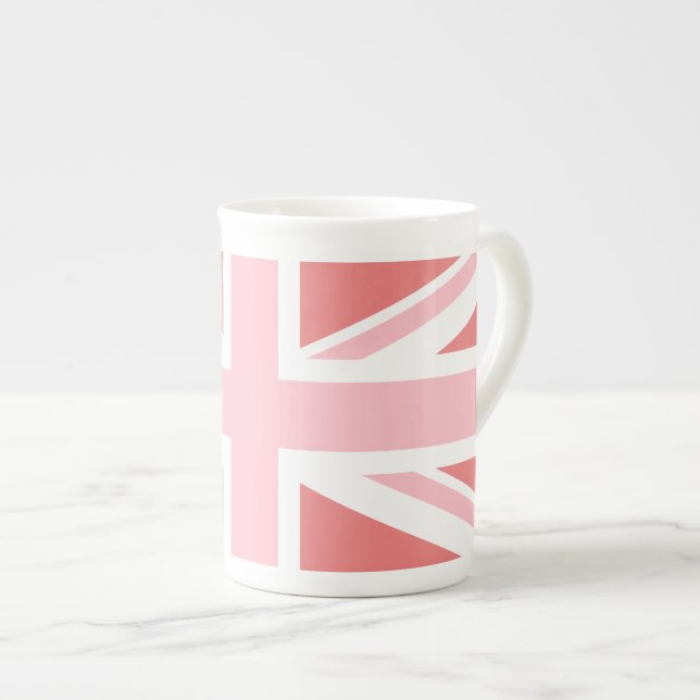 Ljus korall och rosa Union Jack Benporslin Mugg (Framsida höger)