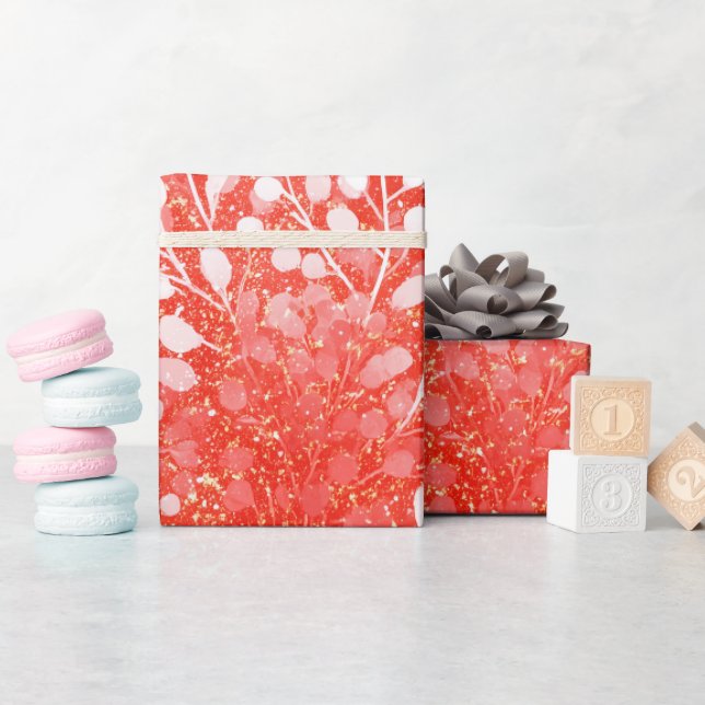 Ljus korallglans vit glittermönster presentpapper (Baby Shower)
