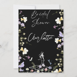 Ljus kraftig vild blomster manus bröllop  inbjudningar