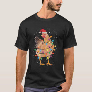 Ljus Kyckling Santa Träd Kyckling T Shirt
