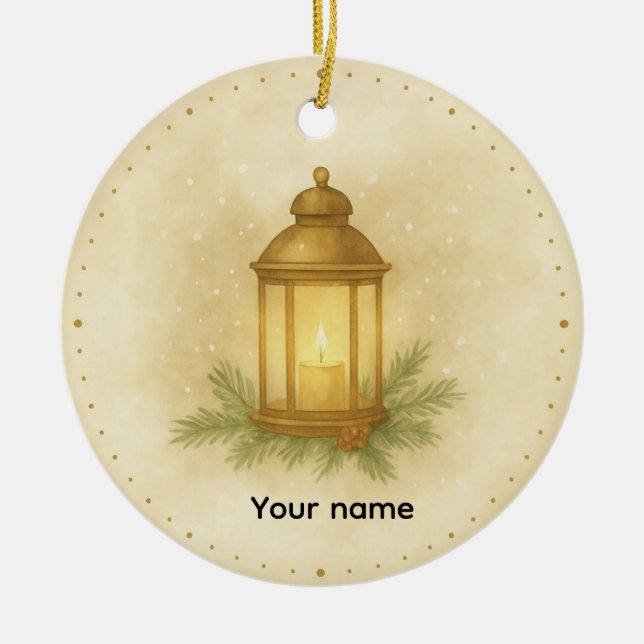 Ljus Lantern Vinter Väggtimme – MerryMist Varm Glö Julgransprydnad Keramik (Framsidan)