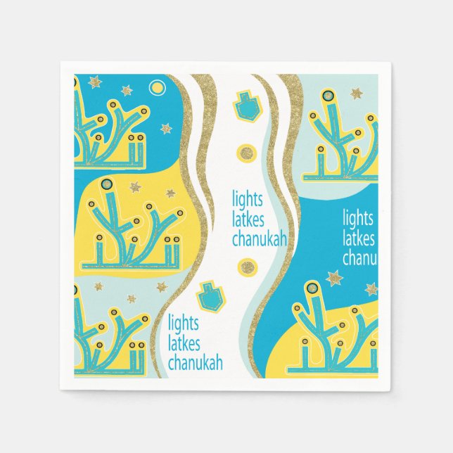 Ljus Latkes Chanukah Pappersservett (Framsidan)