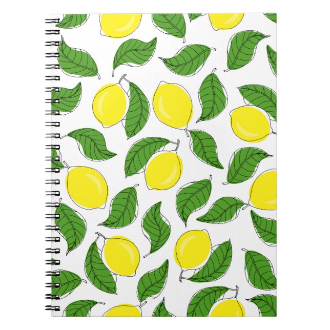 Ljus Lemons Gröna Blad Mönster Anteckningsbok (Framsidan)