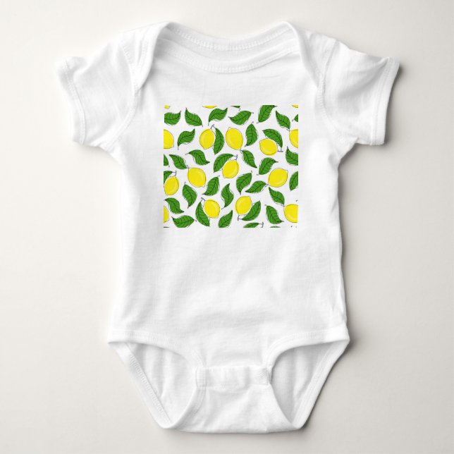 Ljus Lemons Gröna Blad Mönster T Shirt (Framsida)