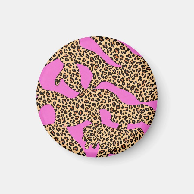 Ljus leopard siluett konst  magnet (Framsidan)