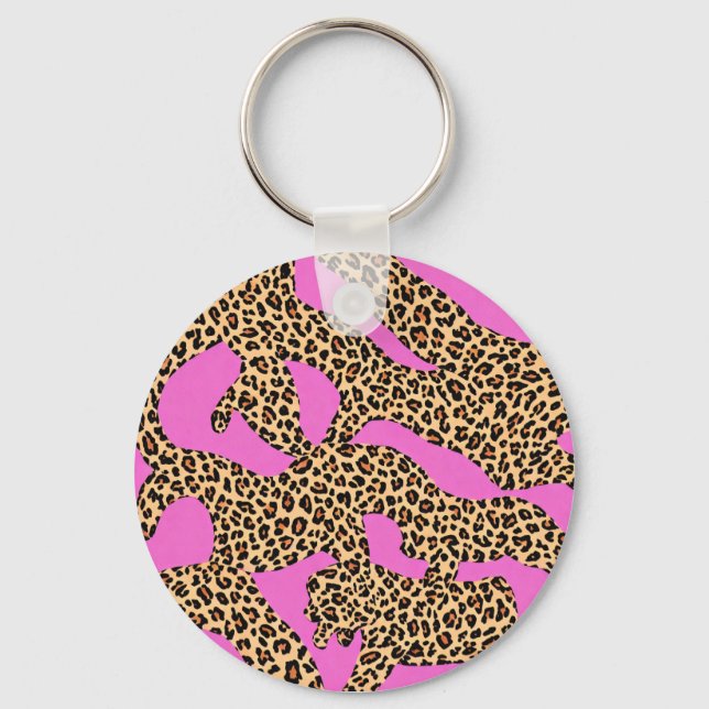 Ljus leopard siluett konst  nyckelring (Framsida)