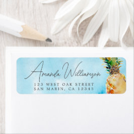 Ljus levande akvarell ananas returadress etikett
