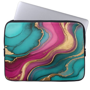 Ljus levande alkoholbläck abstrakt teal magenta gu laptop fodral