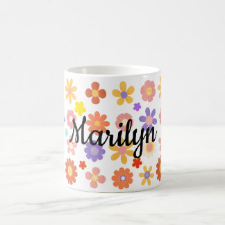 Ljus levande blandning av färgrika blommor mugg