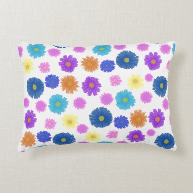 Ljus levande blomsterdesign - Färgrik dekoration Prydnadskudde (Framsidan)