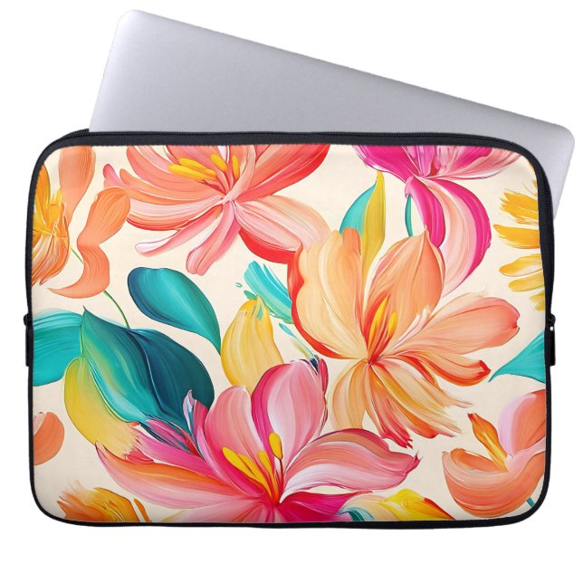 Ljus levande blomsterdesign laptop fodral (Framsidan)