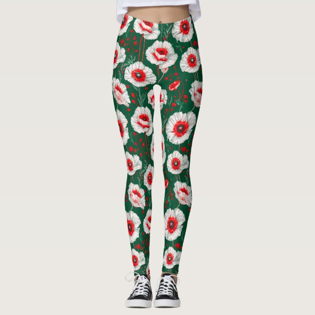Ljus levande blomsterdesign leggings (Framsida)
