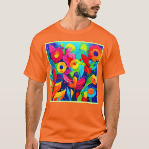 Ljus levande blomsterfantasimalning t shirt